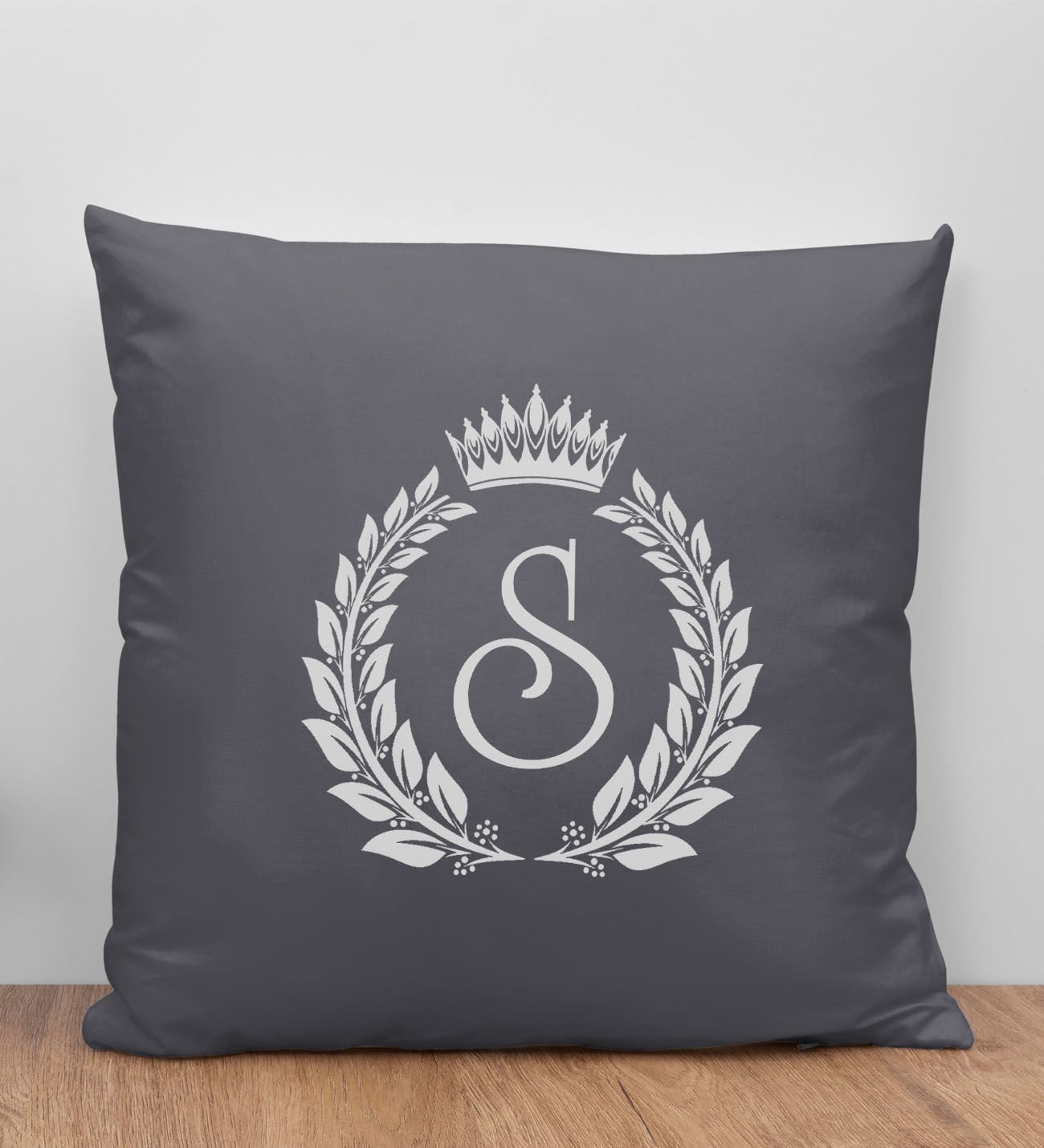 BK Gift Kişiye Özel Harfli Premium Kumaş Antrasit Kırlent Yastık-7, Arkadaşa Hediye, Ev Hediyesi, Doğum Günü Hediyesi