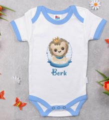 BK Kids Kişiye Özel İsimli 5 Parça Mavi Bebek Body Zıbın Yastık Hediye Seti, Yeni Doğan Bebek Giyim Hediyesi-2