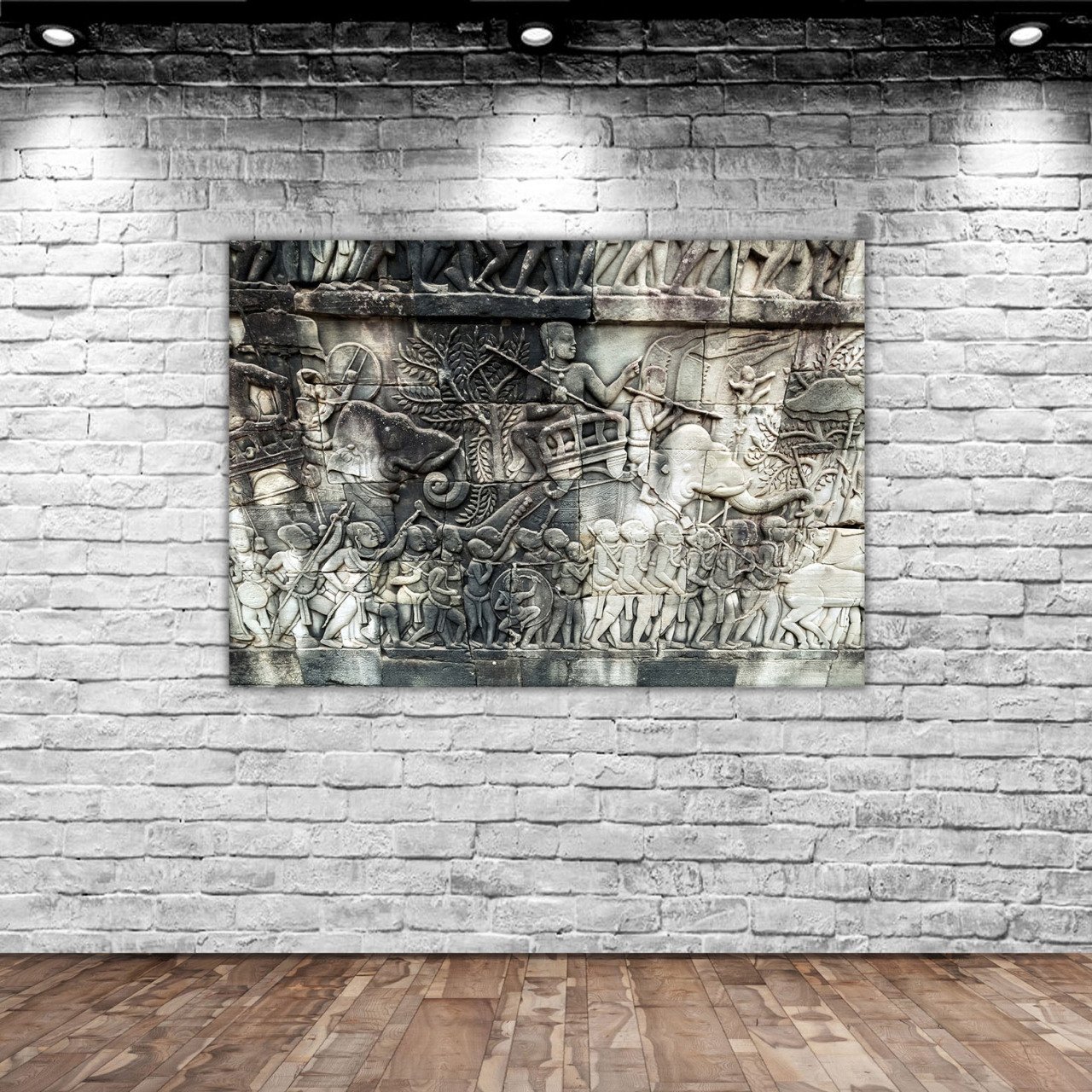 BK Home Eski Khmer Duvar Oyma Tasarımlı Kanvas Tablo 70x100cm-2