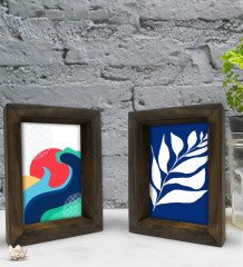 Bk Gift Dekoratif 2'li Doğal Masif Ahşap Çerçeve 15x20cm-45