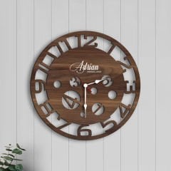 BK Gift Kişiye Özel İsimli Dekoratif 45cm Ahşap Duvar Saati-4 , Ev hediyesi , Arkadaşa Hediye , Sevgiliye Hediye