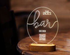 BK Gift Restoran & Cafe & Barlara Özel Led Lamba QR Kod Menü, Işıklı QR Menü, QR Kodlu Masa Dekoru, Işıklı Pleksi Biblo-6
