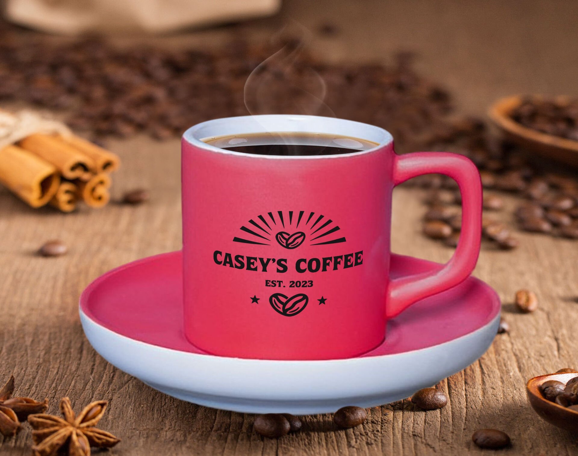 BK Gift Kişiye Özel Tarihli İsimli Mat Fuşya Renk Türk Kahvesi Fincanı-3 Renkli Türk Kahvesi Fincanı, Arkadaşa Hediye ,  Anneye Hediye , Kahve Fincanı