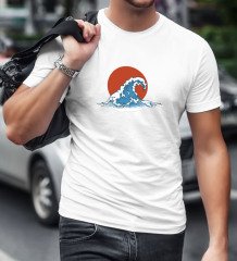 BK Gift Dalga Tasarımlı Beyaz T-Shirt-1