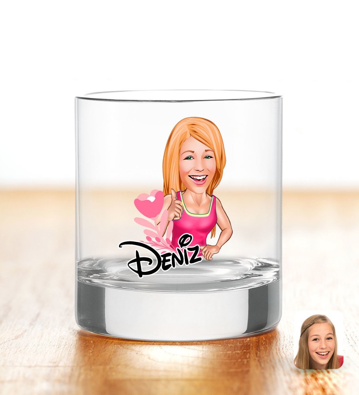 Kişiye Özel Renkli Baskılı Kadın Karikatürlü Viski Bardağı-49