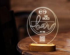 BK Gift Restoran & Cafe & Barlara Özel Led Lamba QR Kod Menü, Işıklı QR Menü, QR Kodlu Masa Dekoru, Işıklı Pleksi Biblo-7
