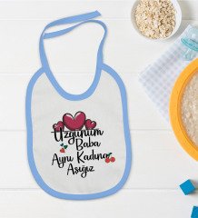 BK Kids Aynı Kadına Aşığız Tasarımlı Mavi Bebek Mama Önlüğü