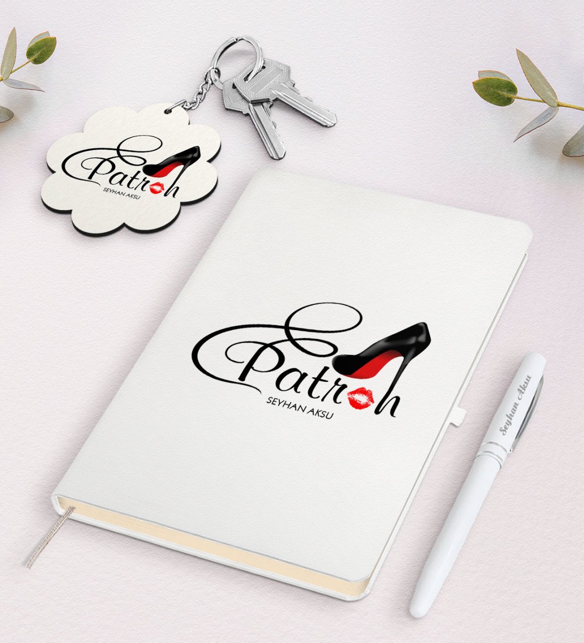 Kişiye Özel Patron Beyaz Defter Kalem ve Anahtarlık Hediye Seti-1