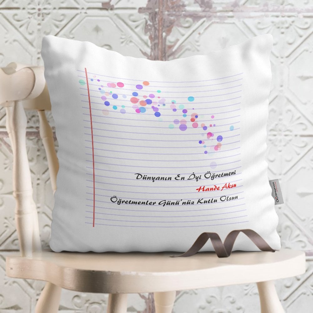 Kişiye Özel Dünyanın En İyi Öğretmeni Tasarımlı Beyaz Yastık - 3