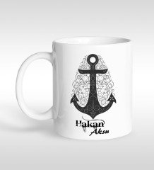 Kişiye Özel Ahşap El Yapımı Yelkenli Gemi 26cm ve Çapa Tasarımlı Kupa Hediye Seti-7