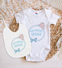 BK Kids Dayısının Kızanı Tasarımlı Beyaz Bebek Body Zıbın ve Mama Önlüğü Hediye Seti-1