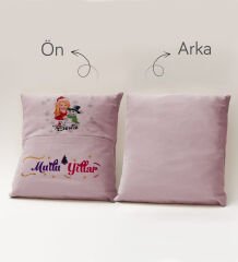 BK Gift Kişiye Özel Yılbaşı Karikatür Tasarımlı Organizer Kumanda ve Atıştırmalık Cepli Pembe Kırlent Yastık- 11, Yılbaşı Hediyesi, Yeni Yıl Hediyeleri