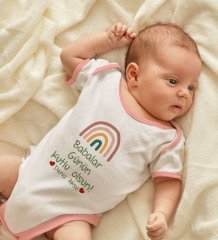 BK Kids Kişiye Özel Pembe Bebek Body Zıbın - Model 31