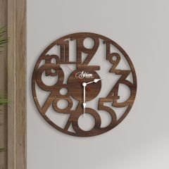 BK Gift Kişiye Özel İsimli Dekoratif 45cm Ahşap Duvar Saati-8 , Ev hediyesi , Arkadaşa Hediye , Sevgiliye Hediye