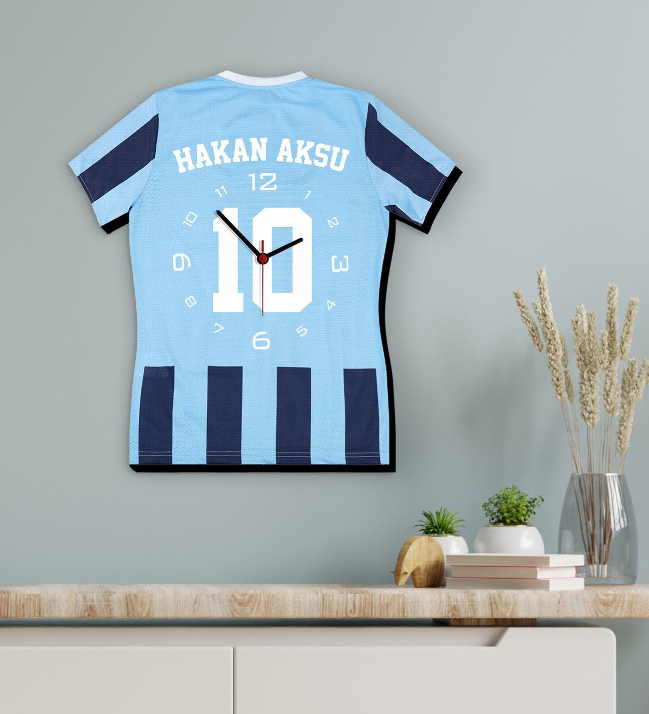 BK Gift Kişiye Özel İsimli Taraftar Forma 3D Ahşap Duvar Saati-6, Arkadaşa Hediye, Sevgiliye Hediye, Doğum Günü Hediyesi