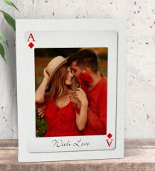 BK Gift Kişiye Özel Aşkımızın Ası Fotoğraflı İskambil Tasarımlı Kanvas Tablo-2, Sevgiliye Hediye, Eşe Hediye