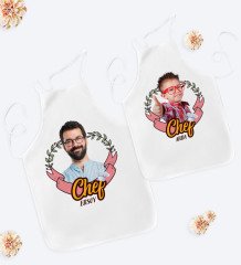 Kişiye Özel İkili Fotoğraflı Baba Oğul Mutfak Önlüğü Seti - 2