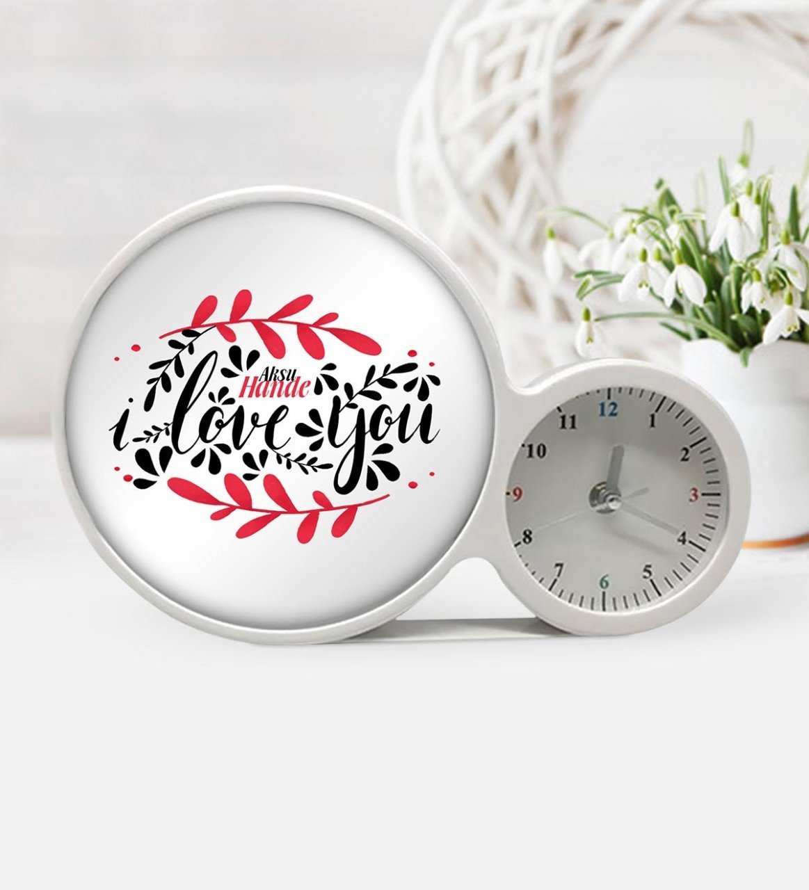 Kişiye Özel Seni Seviyorum Saatli Sihirli LED Ayna Çerçeve - 5