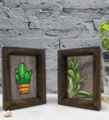 Bk Gift Dekoratif 2'li Doğal Masif Ahşap Çerçeve 15x20cm-51