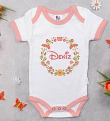 BK Kids Kişiye Özel İsimli 5 Parça Pembe Bebek Body Zıbın Yastık Hediye Seti, Yeni Doğan Bebek Giyim Hediyesi-4