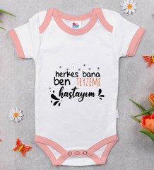 BK Kids Herkes Bana Ben Teyzeme Hastayım Tasarımlı Pembe Bebek Body Zıbın-1
