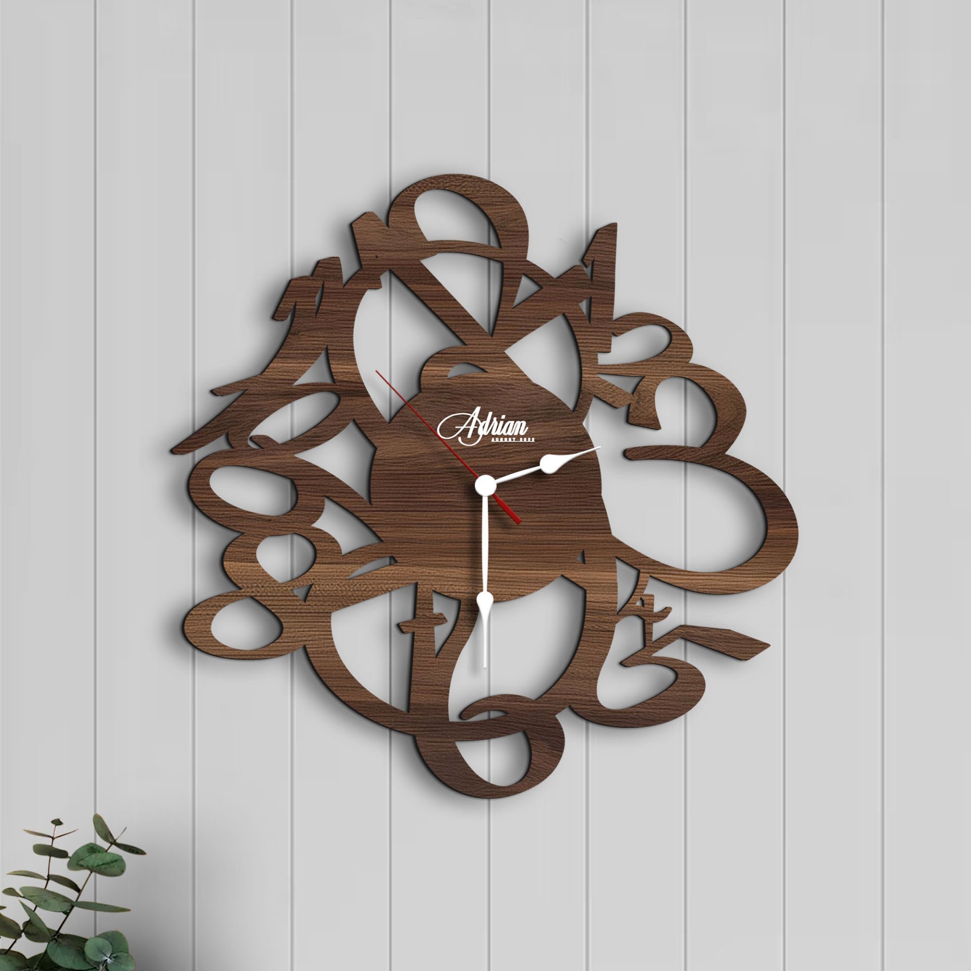 BK Gift Kişiye Özel İsimli Dekoratif 45cm Ahşap Duvar Saati-10 , Ev hediyesi , Arkadaşa Hediye , Sevgiliye Hediye