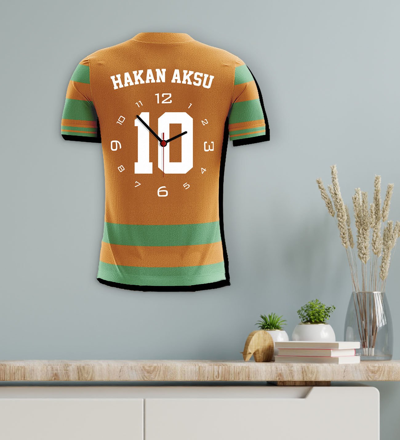 BK Gift Kişiye Özel İsimli Taraftar Forma 3D Ahşap Duvar Saati-8, Arkadaşa Hediye, Sevgiliye Hediye, Doğum Günü Hediyesi