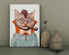 BK Home Eclectic Cat Tasarımlı Kanvas Tablo 30x50cm-1