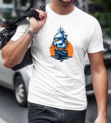 BK Gift Gemi Tasarımlı Beyaz T-Shirt-1