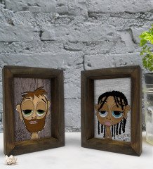 Bk Gift Dekoratif 2'li Doğal Masif Ahşap Çerçeve 15x20cm-52