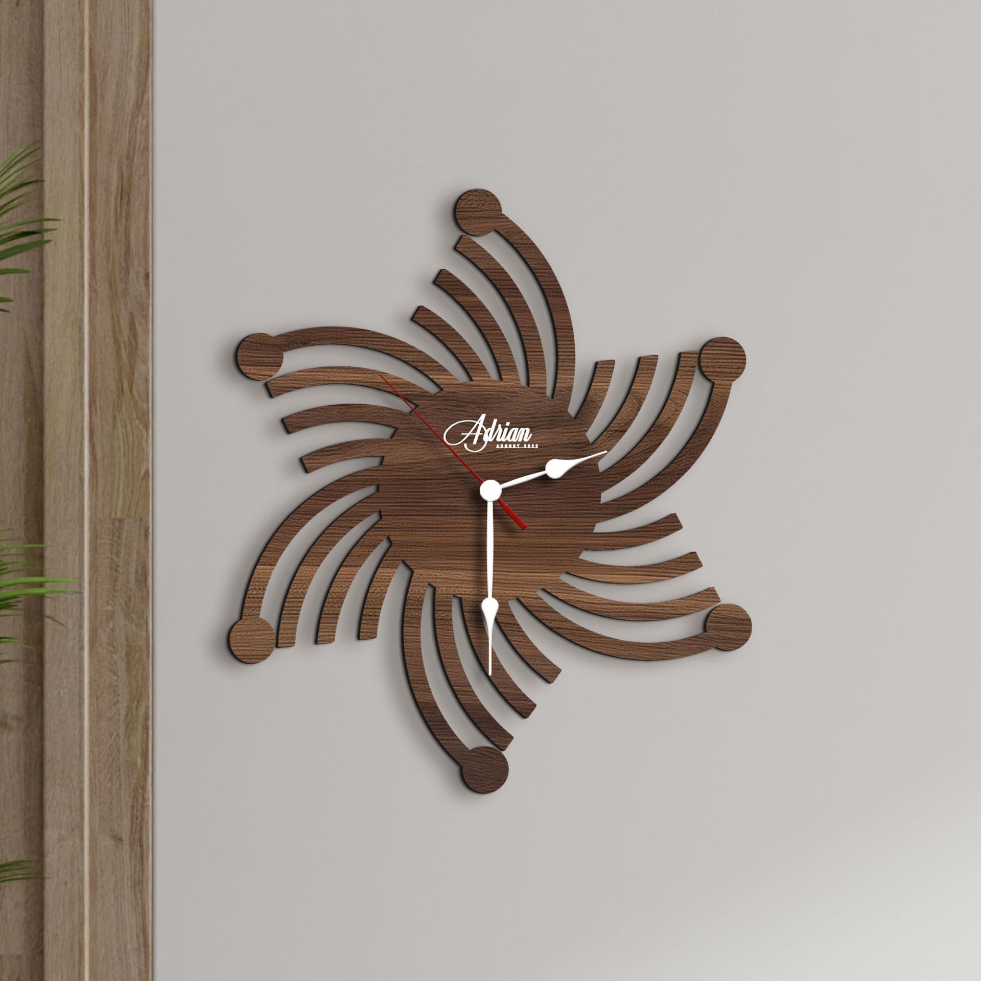 BK Gift Kişiye Özel İsimli Dekoratif 45cm Ahşap Duvar Saati-11 , Ev hediyesi , Arkadaşa Hediye , Sevgiliye Hediye