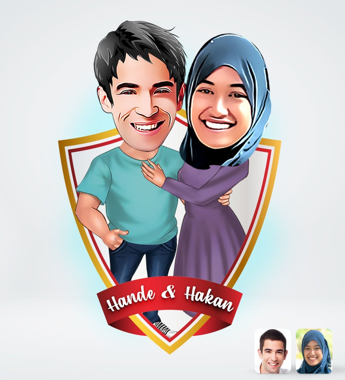 Kişiye Özel Sevgililer Tasarımlı Dijital Karikatür-61
