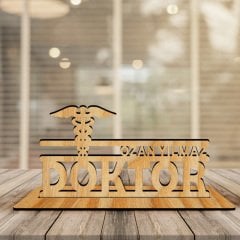 Kişiye Özel Mesleki Doktor Ahşap Masa İsimliği  - 5