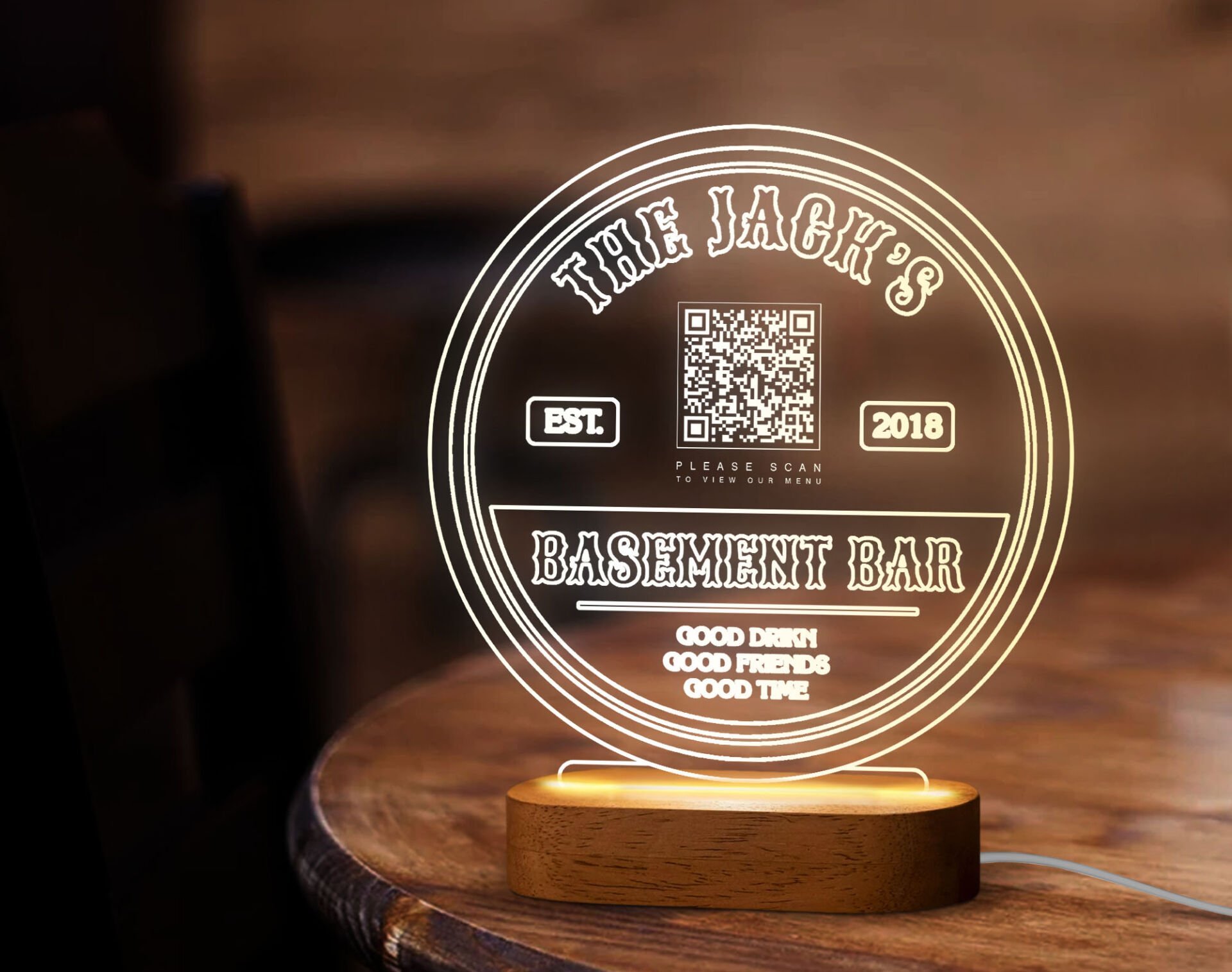 BK Gift Restoran & Cafe & Barlara Özel Led Lamba QR Kod Menü, Işıklı QR Menü, QR Kodlu Masa Dekoru, Işıklı Pleksi Biblo-15