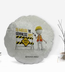 Kişiye Özel İsimli İş Sağlığı ve Güvenliği Şefi Tasarımlı Dekoratif Kırlent Yastık-1