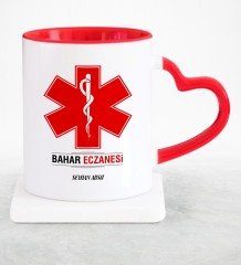 Kişiye Özel Mesleki Eczane Kırmızı Kalpli Kupa Bardak - 3