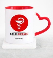Kişiye Özel Mesleki Eczane Kırmızı Kalpli Kupa Bardak - 4