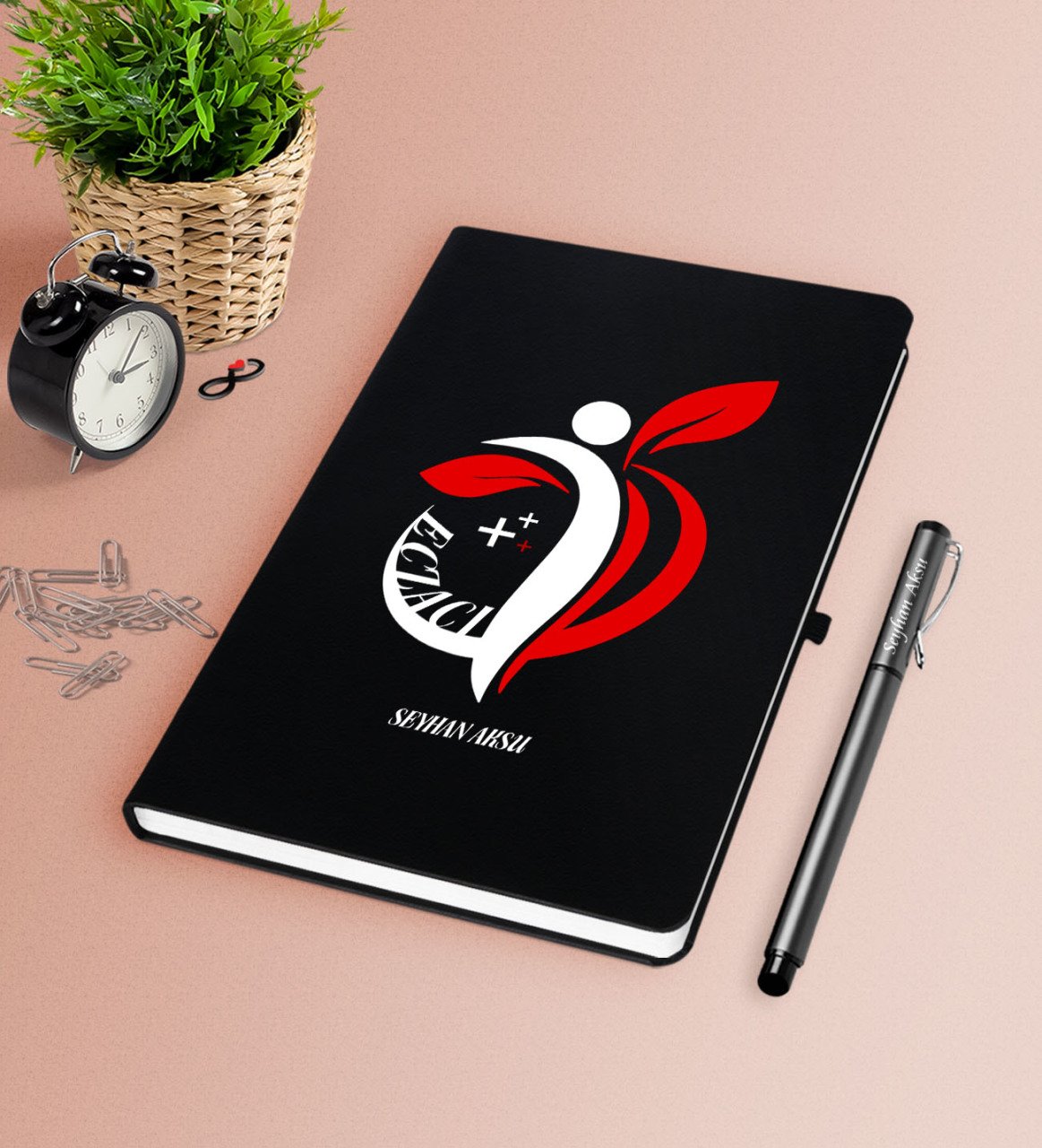 Kişiye Özel Eczacı Siyah Defter Kalem Seti-4