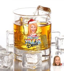 Kişiye Özel Renkli Baskılı Kadın Yeni Yıl Karikatürlü Viski Bardağı-3