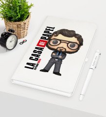 Kişiye Özel La Casa De Papel Beyaz Defter Kalem Seti - 28