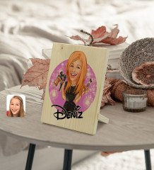 Kişiye Özel İsimli Kadın Güzellik Uzmanı Karikatürlü Dekoratif Ahşap Çerçeve Model 1