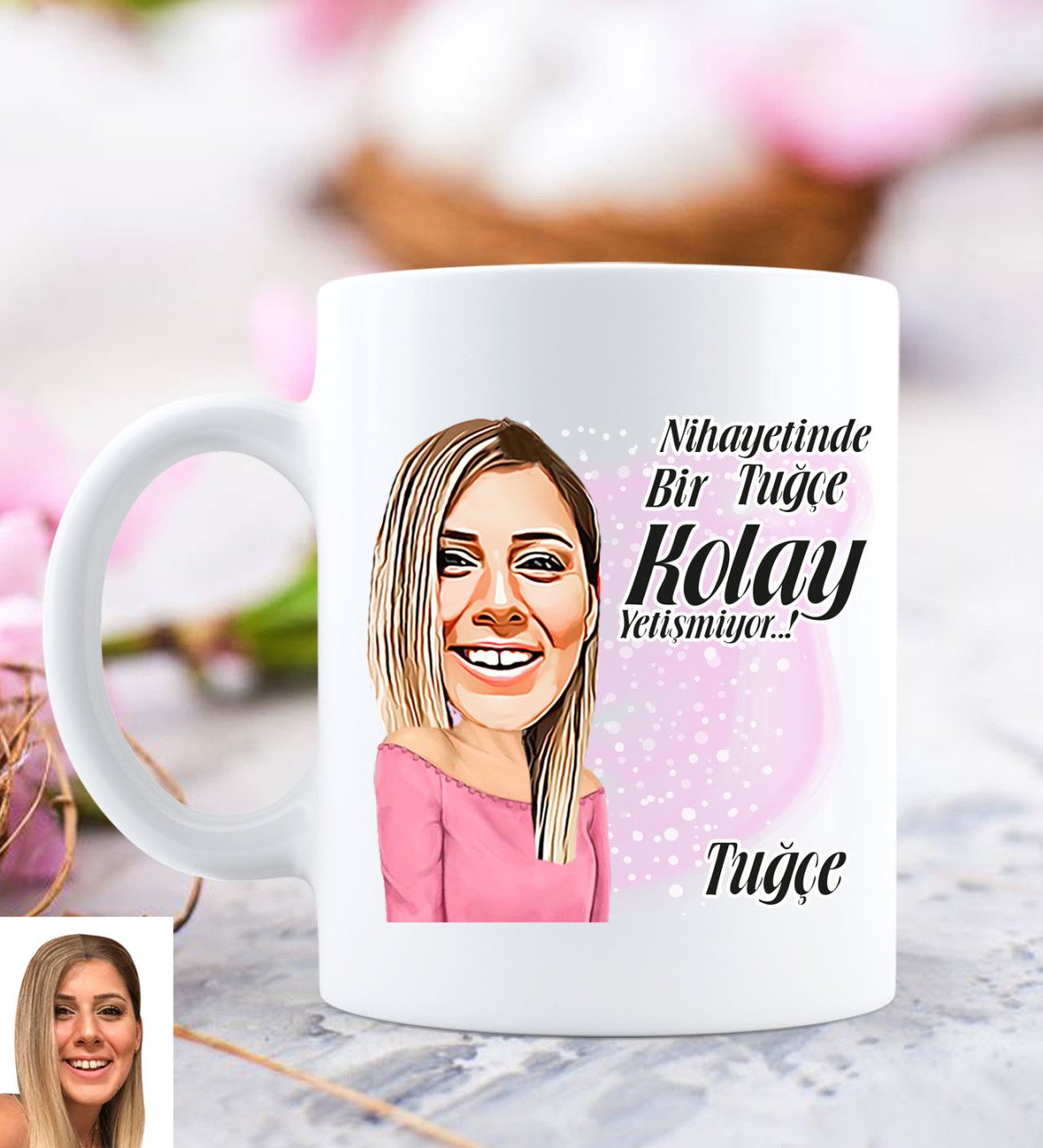 Kişiye Özel Kadın Karikatürlü Beyaz Kupa Bardak-55