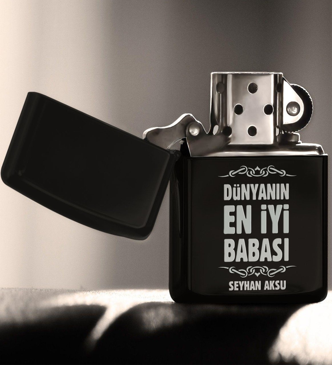 Kişiye Özel Dünyanın En İyi Babası Siyah Benzinli Metal Çakmak-6