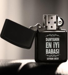 Kişiye Özel Dünyanın En İyi Babası Siyah Benzinli Metal Çakmak-6