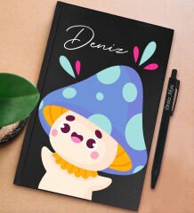 BK Gift Kişiye Özel İsimli Siyah Sert Kapaklı Defter ve Tükenmez Kalem Seti, Arkadaşa Hediye, Yeni İş Hediyesi, Doğum Günü Hediyesi-9