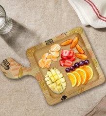 BK Gift Modern Art Tasarımlı Kare Şeklinde Doğal Ahşap Servis ve Sunum Tabağı Model 5