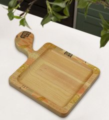 BK Gift Modern Art Tasarımlı Kare Şeklinde Doğal Ahşap Servis ve Sunum Tabağı Model 5