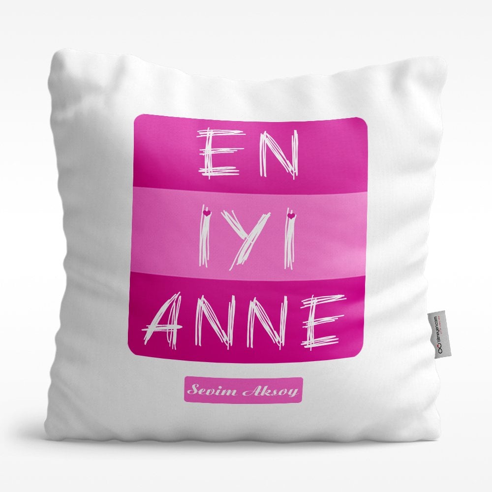 Kişiye Özel En İyi Anne Tasarımlı Beyaz Saten Yastık - 2