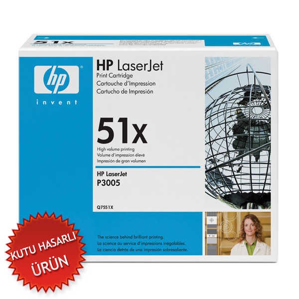 HP Q7551X (51X) Siyah Orjinal Toner - LaserJet 3005 (C) (T7964)