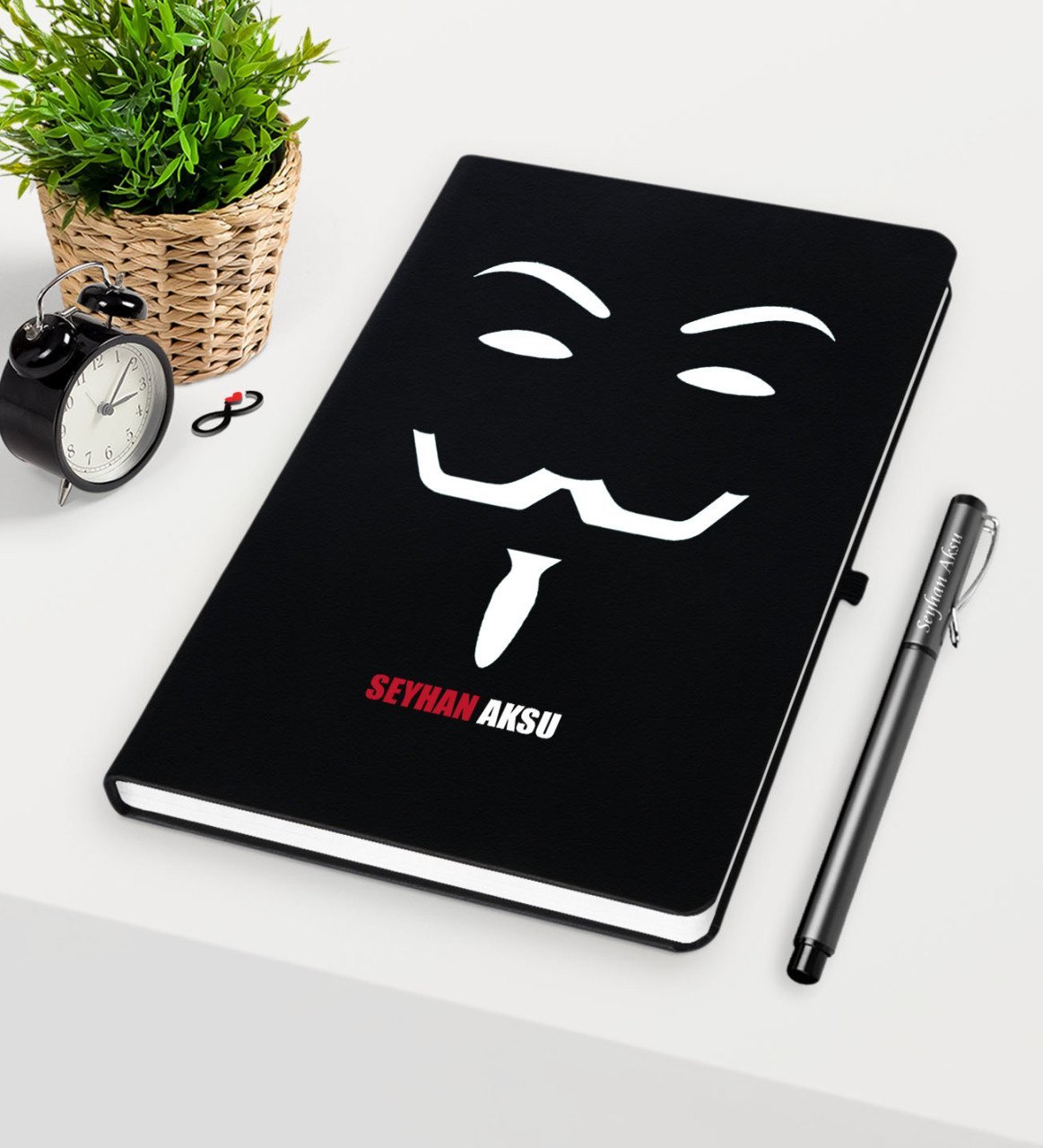 Kişiye Özel La Casa De Papel Siyah Defter Kalem Seti - 13